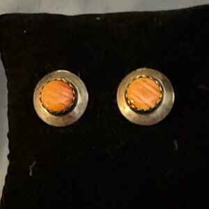 Elegant Silver and spiny oyster Stud Earrings